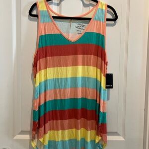 Torrid Multicolor Stripe & Black V-Neck Tank Top (2 Lot)